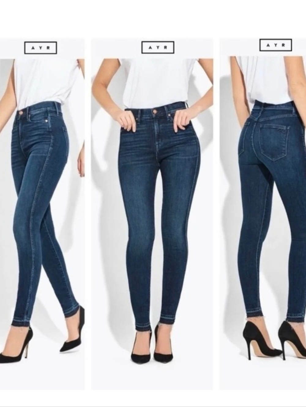 AYR High-Rise Skinny Jeans in Dark Blue Indigo - W 27 L30